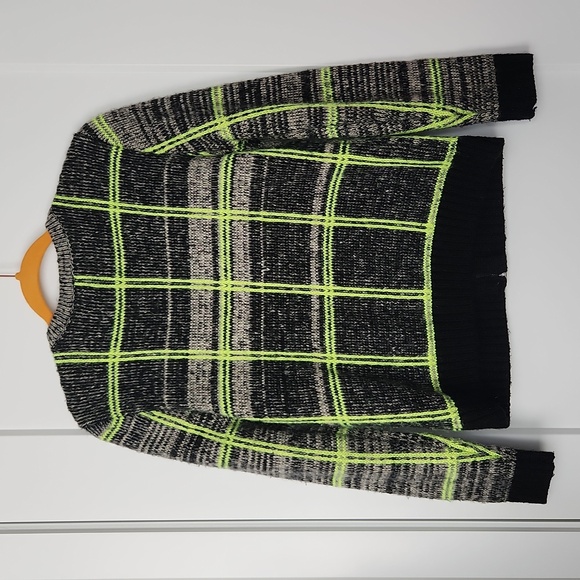 Forever 21 Sweater Womens Plaid Full Zip Thick Cardigan Size Medium Green Black - Picture 4 of 4